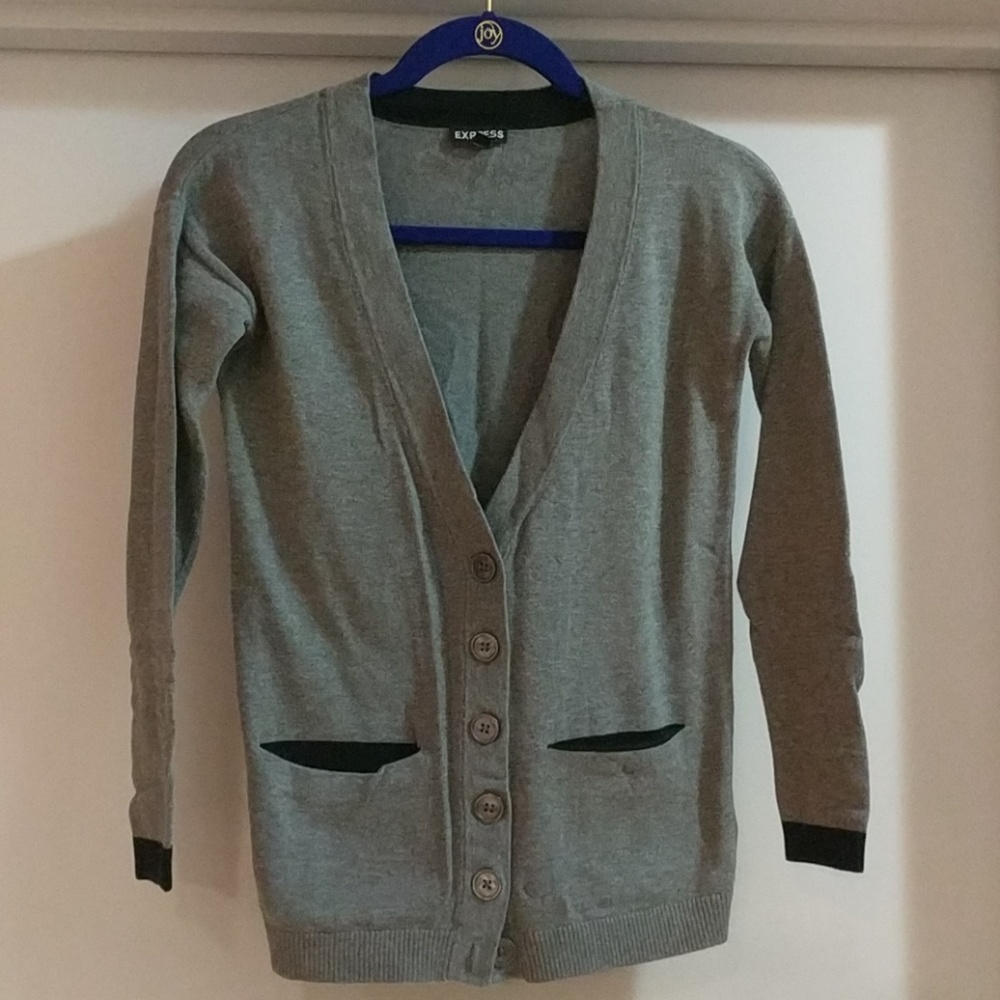 Express Gray & Black Cardigan